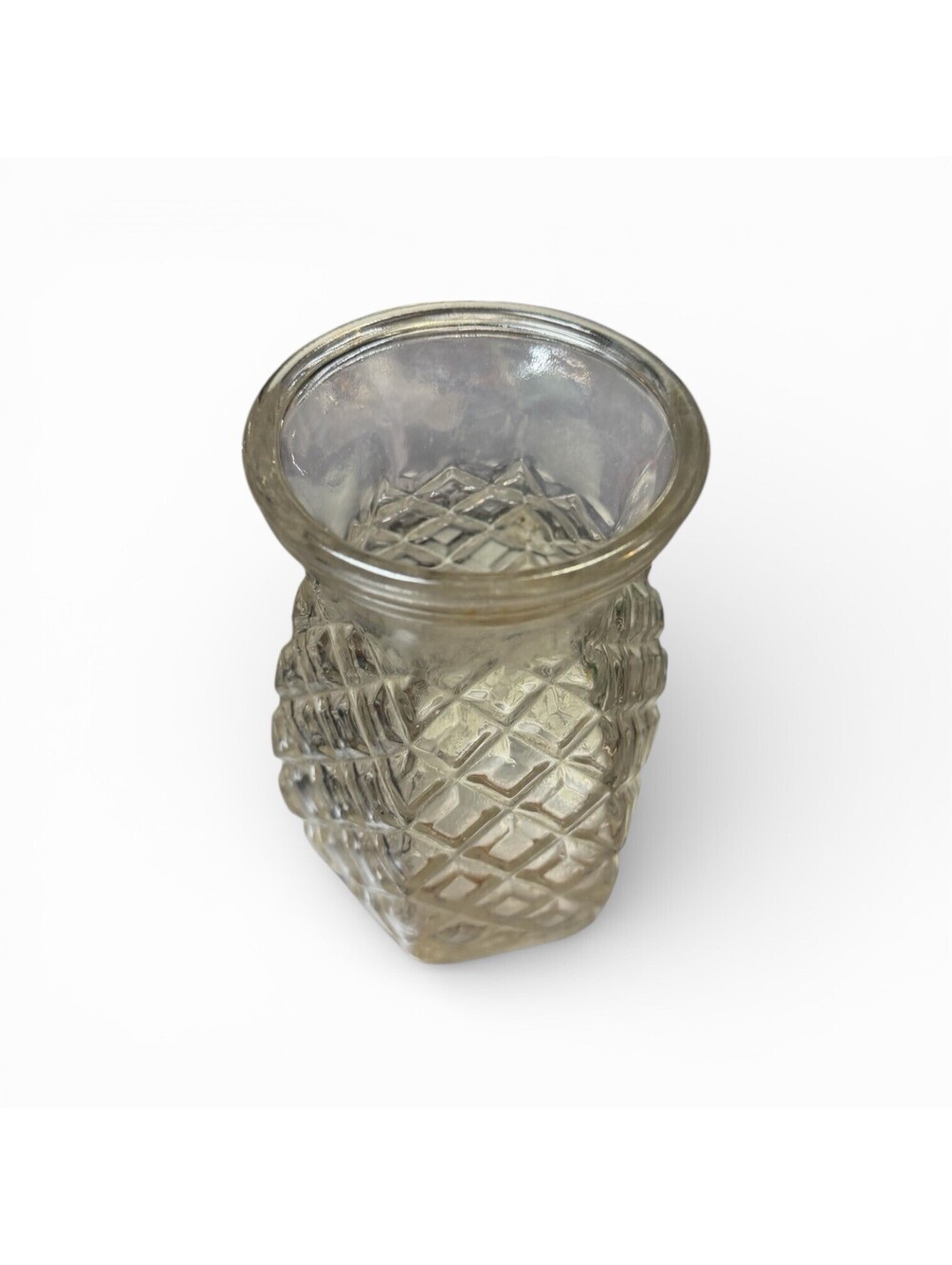 Vintage Mercury Glass Pineapple Vase Silver Textured Diamond Pattern Decor